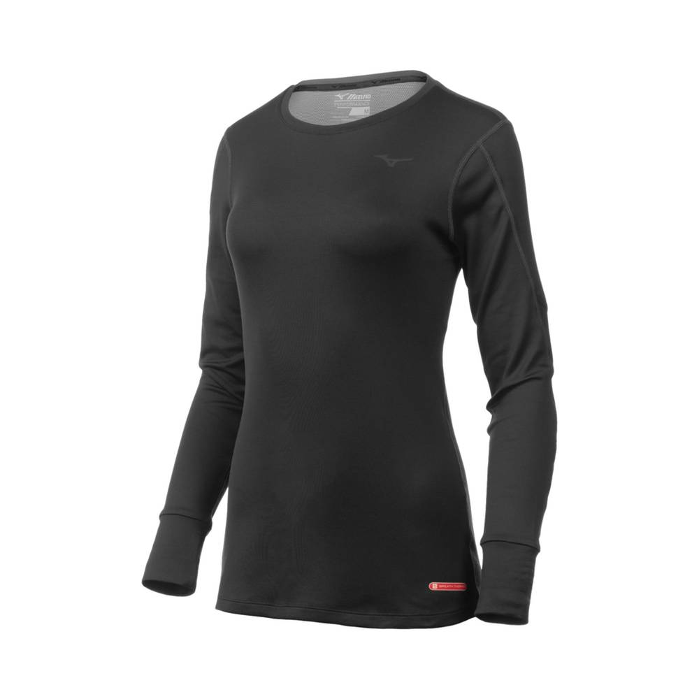 Mizuno Breath Thermo® Long Sleeve Női Base Layer Fekete NIA468312